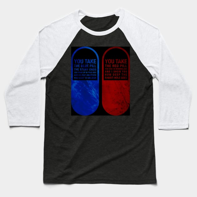 Red pill and Blue pill Baseball T-Shirt by dmitryb1